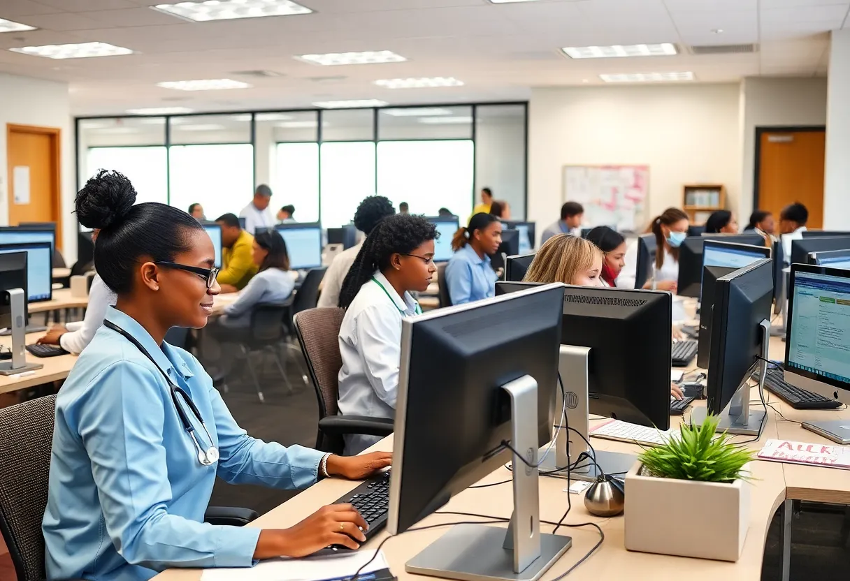 Administrative staff working in a healthcare office