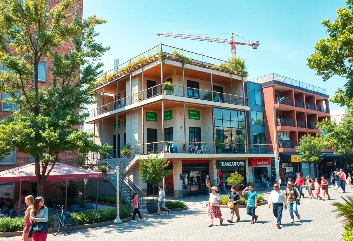 Construction of a revitalized building in Grand Rapids.