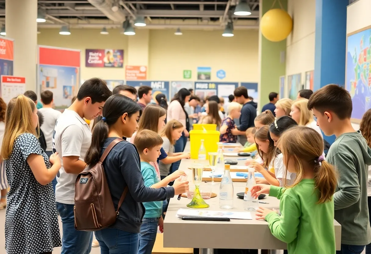 Families participating in STEM Day activities at GRCC